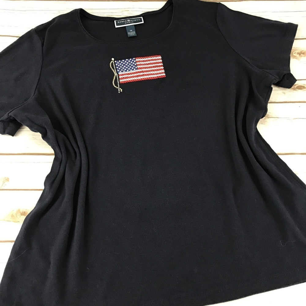 Karen Scott American Flag Tee